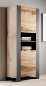 WOOD bookcase 65x40x170 5 oak wotan + anthracite - imagine 3