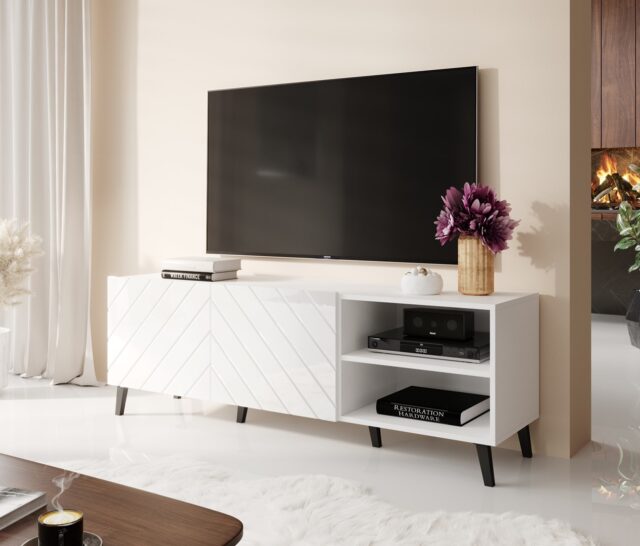 RTV cabinet ABETO 150x42x52 white/white glossy - imagine 8