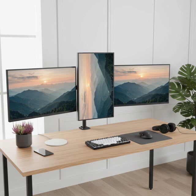 Maclean 3 monitor mount  gas spring  17 -27   2-8kg  black  MC-137 - imagine 3