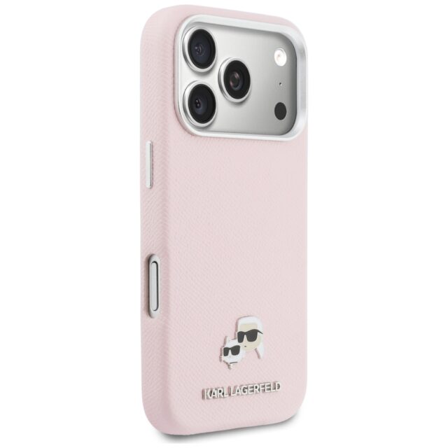 Case Karl Lagerfeld Karl & Choupette     Head Pins Saffiano MagSafe for iPhone 17 Pro Max pink - imagine 4