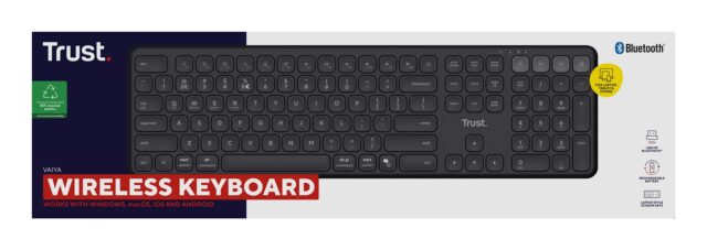 Trust Vaiya US Black USB + RF Wireless + Bluetooth - keyboard - imagine 7