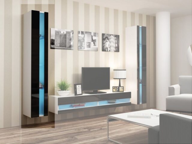 Cama Shelf unit VIGO NEW 180/40/30 white/black gloss - imagine 2