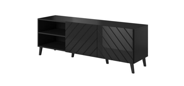 RTV cabinet ABETO 150x42x52 black glossy - imagine 2