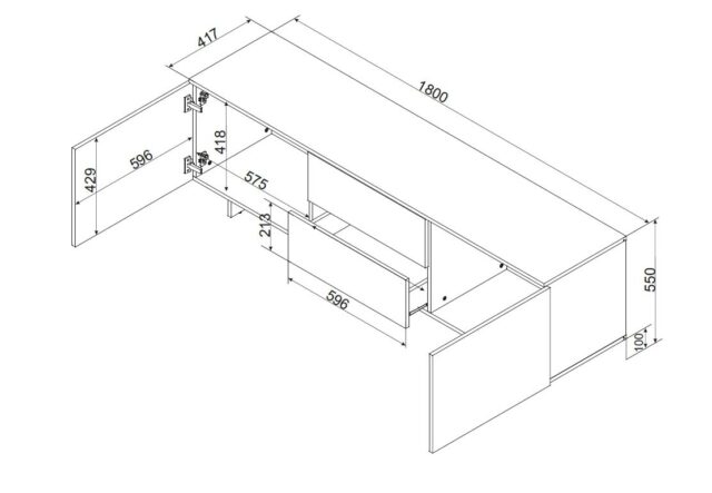 Cama RTV 2D2S ALMA cabinet 180x41.5xH55 cashmere - imagine 4