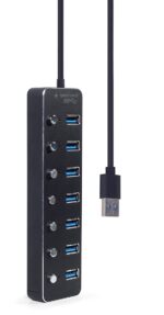 Gembird UHB-U3P7P-01  7-port USB 3.1 (Gen 1) hub with switches  black - imagine 2