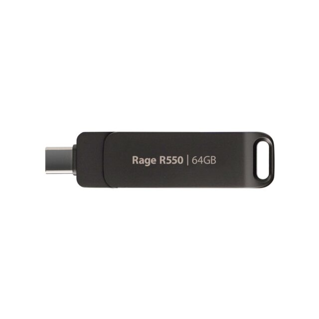 Flashdrive PATRIOT Rage R550 64GB 100 MB/S USB A+C Swivel Design (PE64GR550DSAD) Black - imagine 3