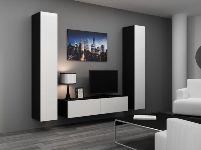 Cama TV stand VIGO 140 30/140/40 black/white gloss - imagine 3