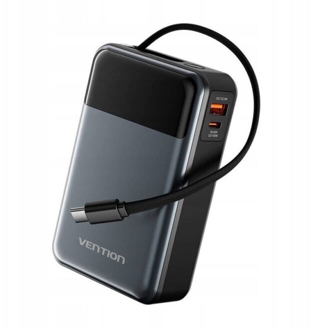 Powerbank Vention 20000mAh 65W z wbudowanym kablem USB-C - imagine 3
