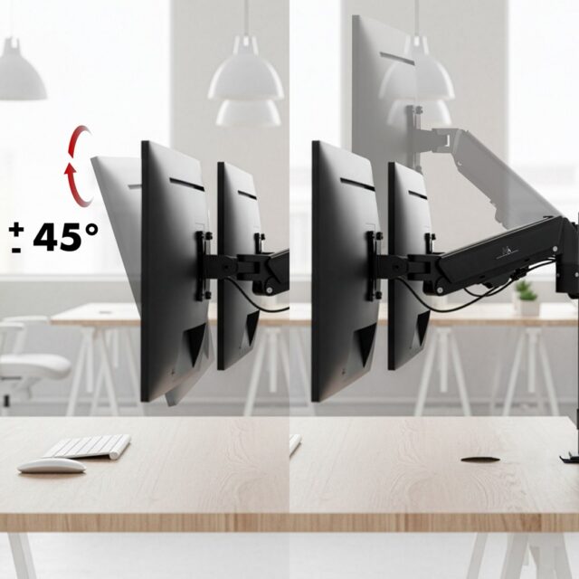 Maclean 2 monitor mount  gas spring  17 -32   2-10kg  black  MC-136 - imagine 8