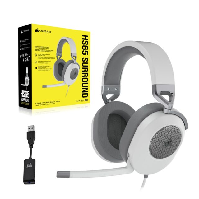 Corsair HS65 SURROUND Headset Wired Handheld Gaming White - imagine 4