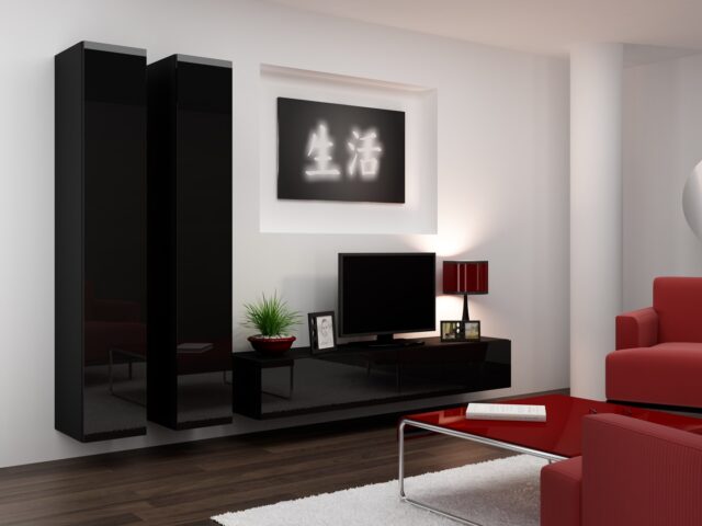 Cama TV Stand VIGO '180' 30/180/40 black/black gloss - imagine 7