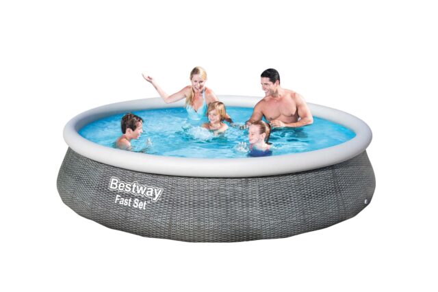 Bestway Fast Set 57376 above ground pool Inflatable pool Round 7340 L Grey - imagine 4