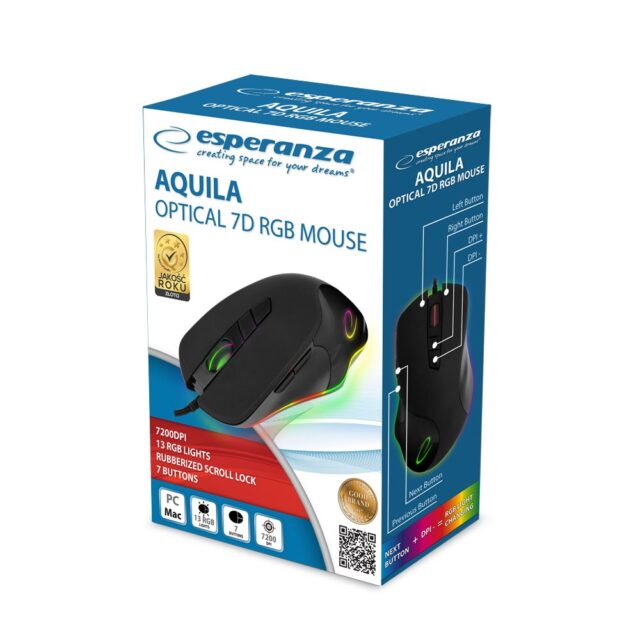 Esperanza EM132 mouse Right-hand USB Optical 7200 DPI - imagine 3