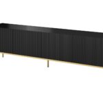 PAFOS RTV cabinet on golden steel frame 200x40x60 cm matte black