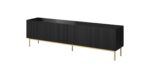 PAFOS RTV cabinet on golden steel frame 200x40x60 cm matte black
