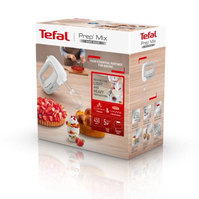 Tefal Prep'Mix HT450B Hand mixer 450 W White - imagine 8