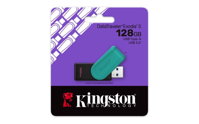 Kingston Technology DataTraveler 128GB Portable USB 3.2 Gen 1 Exodia S (Black/Turquoise) - imagine 3