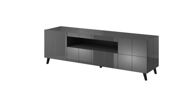 Cama TV stand REJA graphite grey gloss/graphite grey gloss - imagine 10