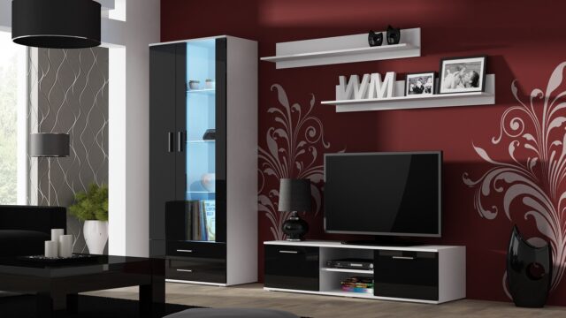 Cama TV stand SOHO 140 white/black gloss - imagine 3