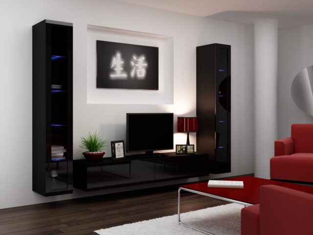 Cama TV Stand VIGO '180' 30/180/40 black/black gloss - imagine 18