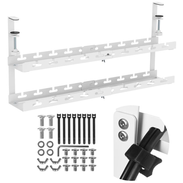 Maclean under-desk cable organizer  max. load 5kg  max. 728mm  2 levels  white  MC-102 W - imagine 8