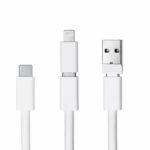 Activejet smycz z przewodem do ładowania 3w1 biała. Końcówki z różnymi złączami: USB-C  Adapter Lightning  USB-A. - imagine 6