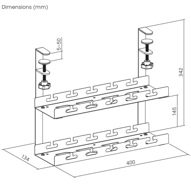 Maclean under-desk cable organizer  max. load 5kg  2 levels  white  MC-104 W - imagine 4