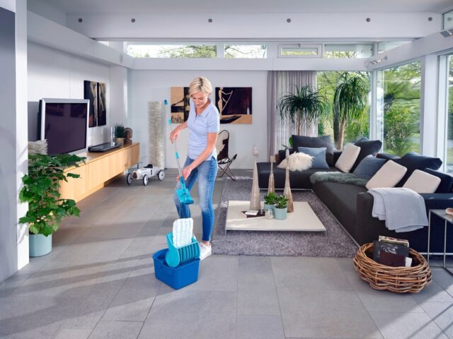 Leifheit 55092 mop Microfibre 8000 ml Dry&wet Microfiber Blue  Grey - imagine 5