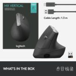 Logitech MX Vertical Advanced Ergonimic mouse RF Wireless+Bluetooth Optical 4000 DPI Right-hand - imagine 9