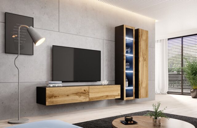 Cama full cabinet VIGO '180' 180/40/30 black/wotan oak - imagine 7