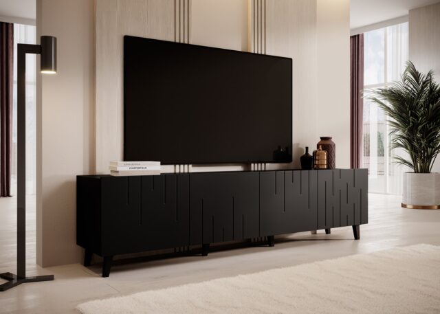 RTV cabinet BARI 200x42x52 matte black - imagine 3