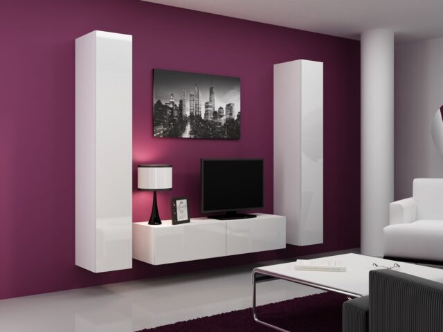 Cama TV stand VIGO 140 30/140/40 white/white gloss - imagine 4