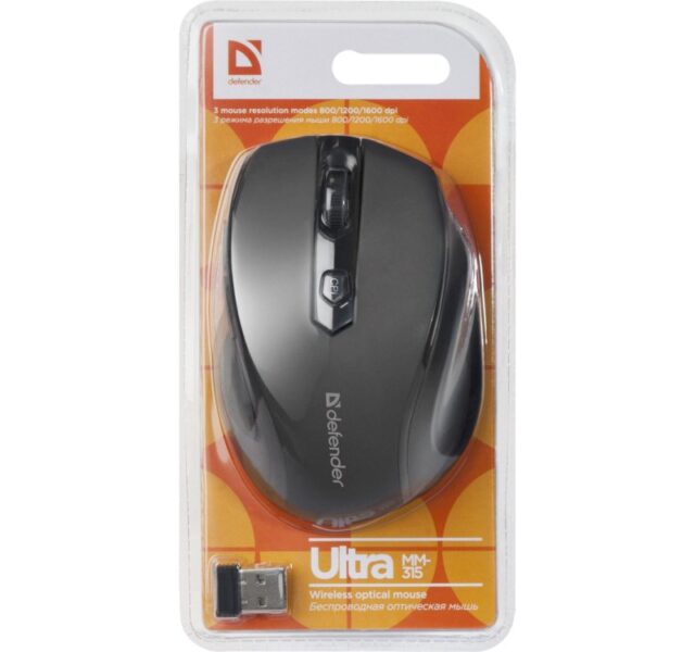 MOUSE DEFENDER ULTRA MM-315 RF BLACK OPTICAL 1600DPI 6P - imagine 3