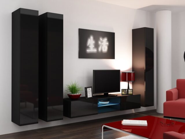 Cama Full cabinet VIGO '180' 180/40/30 black/black gloss - imagine 8