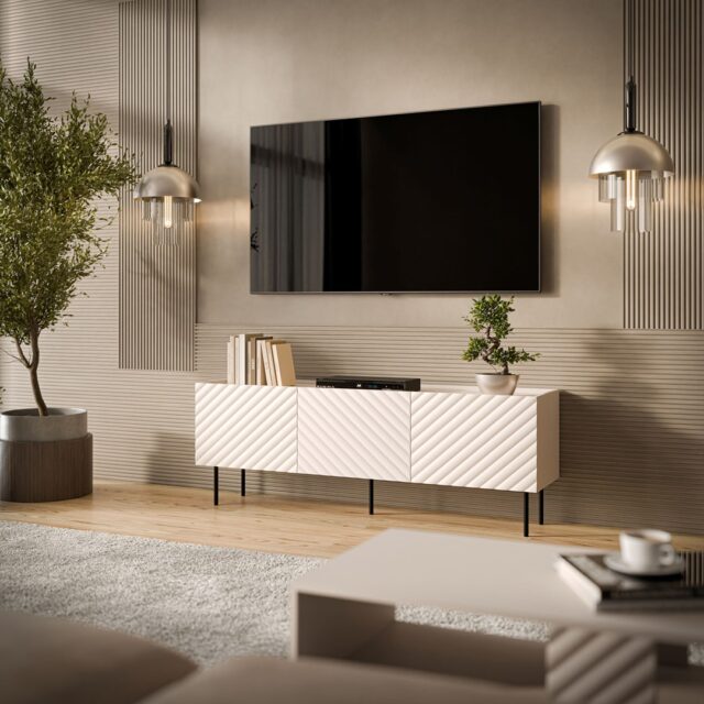 Cama LUCCA 3D TV cabinet 165x40x59 cashmere - imagine 3