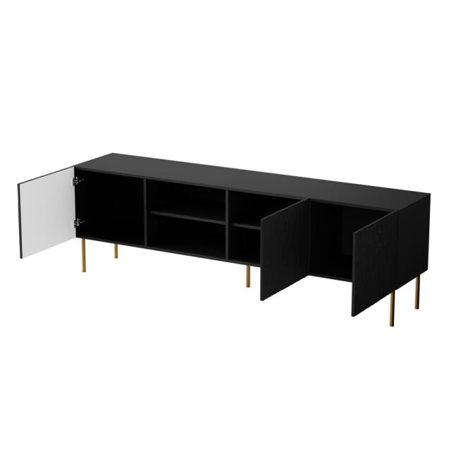 RTV JUNGLE cabinet 190x40.5x59.5 black matt + golden legs - imagine 3