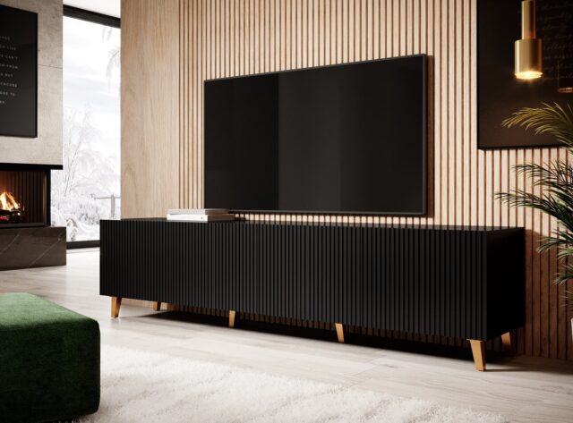 Cama RTV cabinet PAFOS 200x42x52 Black matt - imagine 6