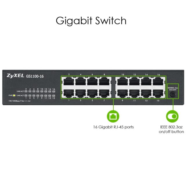 Zyxel GS1100-16 Unmanaged Gigabit Ethernet (10/100/1000) - imagine 9