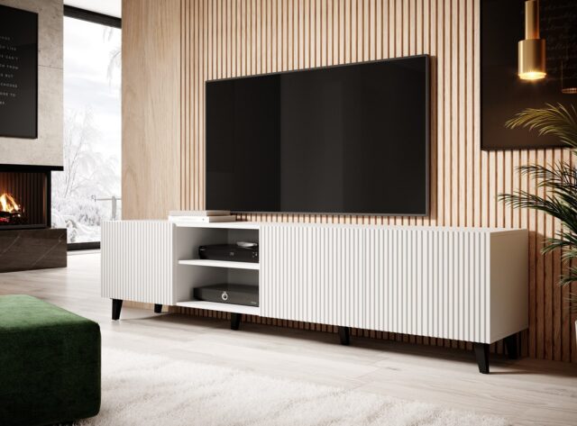Cama RTV cabinet PAFOS 200x42x52 White matt - imagine 6