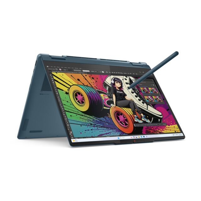 Lenovo Yoga 7 2-in-1 14AKP10 Ryzen AI 5 340 14.0 WUXGA Touch OLED 400nits Glossy 60Hz 16GB LPDDR5-6400 SSD512 Radeon 840M Graphics Cam 5.0MP 70Wh Win11 Tidal Teal - imagine 9