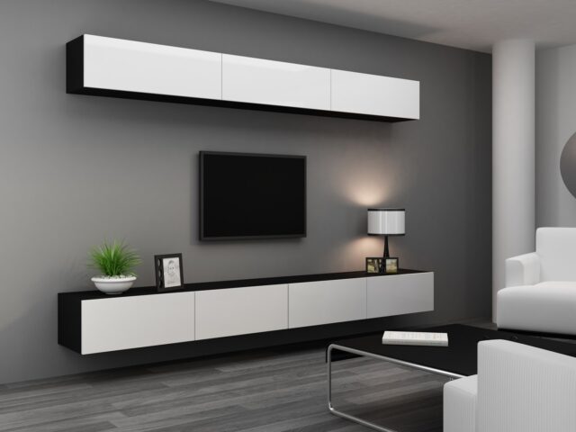 Cama TV stand VIGO 140 30/140/40 black/white gloss - imagine 15
