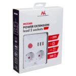 Maclean power strip  extension cord 2 sockets + 3xUSB  110-240V AC 50/60Hz  2.1A max 2500W  1.5m  white  MCE387 W - imagine 6