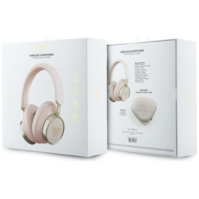 Headphones Guess 4G Triangle Logo Bluetooth ENC pink - imagine 7