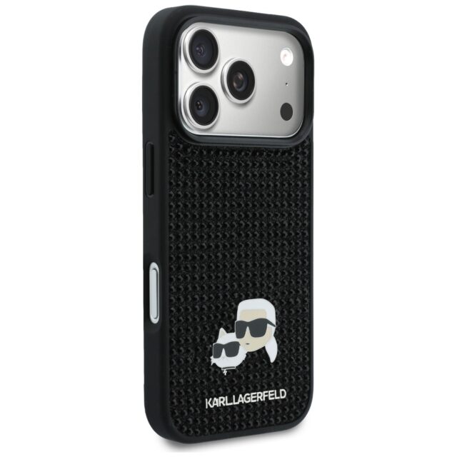 Case Karl Lagerfeld Rhinestones Karl&Choupette Pin for iPhone 17 Pro black - imagine 4