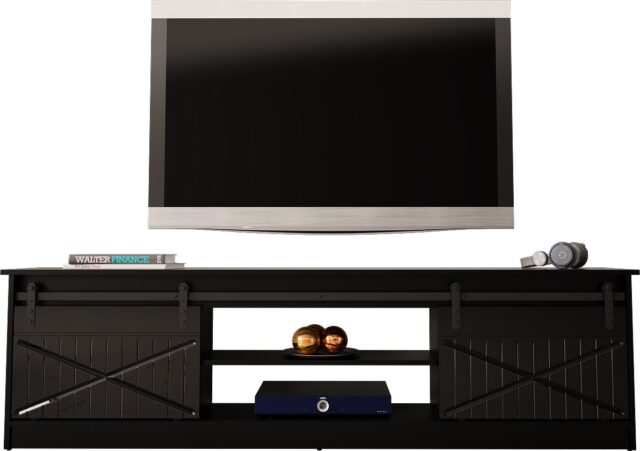 RTV GRANERO 200x56.7x35 black/black gloss cabinet - imagine 3