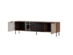 ALMERA TV cabinet 180.5x42x52.5 walnut/cashmere + black fireplace - imagine 2