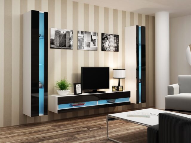 Cama TV stand VIGO NEW 30/180/40 white/black gloss - imagine 4
