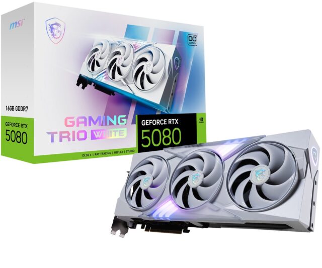 MSI GAMING GEFORCE RTX 5080 16G TRIO OC WHITE graphics card NVIDIA 16 GB GDDR7 - imagine 3