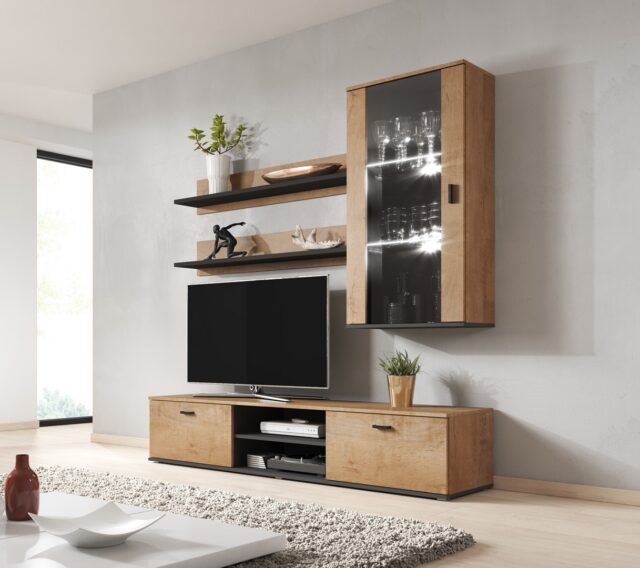 Cama set of two shelves 125cm SOHO lefkas oak/black - imagine 3