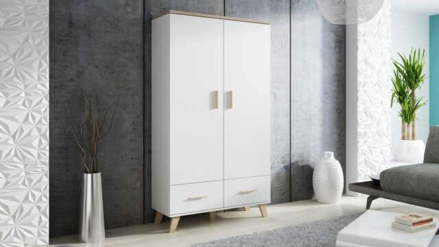 Cama wardrobe LOTTA 2D2D white + sonoma oak - imagine 2